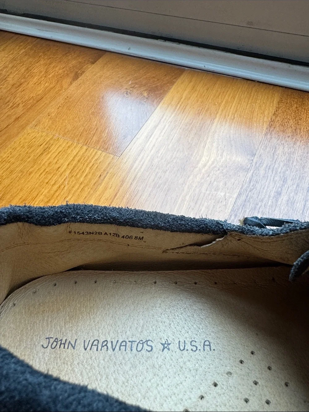 John Varvatos Men's Suede Boat Shoes - Navy Blue - Picture 2 of 8